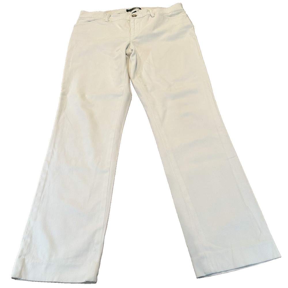 Lauren Ralph Lauren Womens White Straight Leg Pants Cotton Blend Size 4